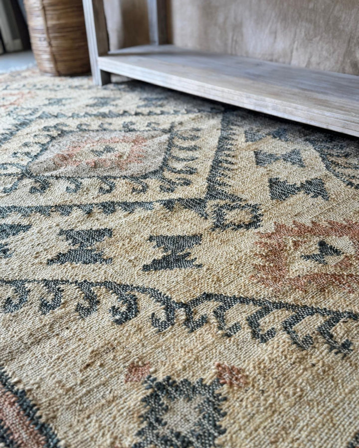 Jute Punja Hand-Woven Rug – Natural & Charcoal Geometric Design (150 x 240cm)