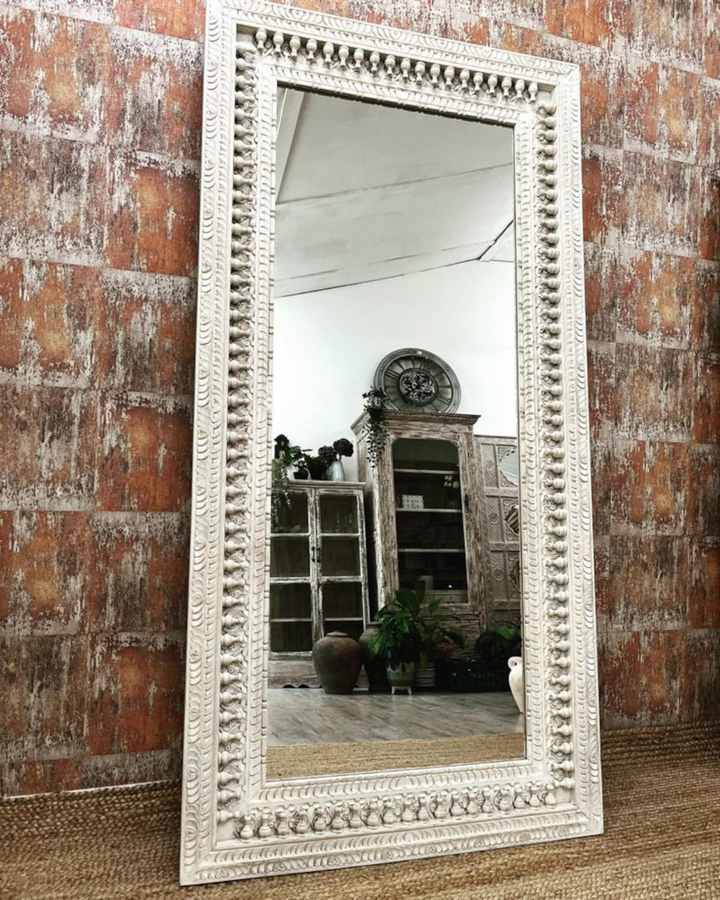 Tall Hand Carved Indian Wall Mirror
