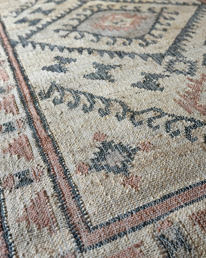 Jute Punja Hand-Woven Rug – Natural & Charcoal Geometric Design (150 x 240cm)