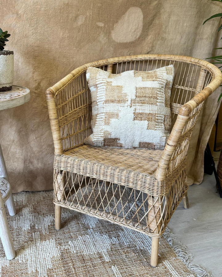Jute & Boucle Hand-Woven Scatter Cushion Cover – Natural & Cream, 50 x 50cm