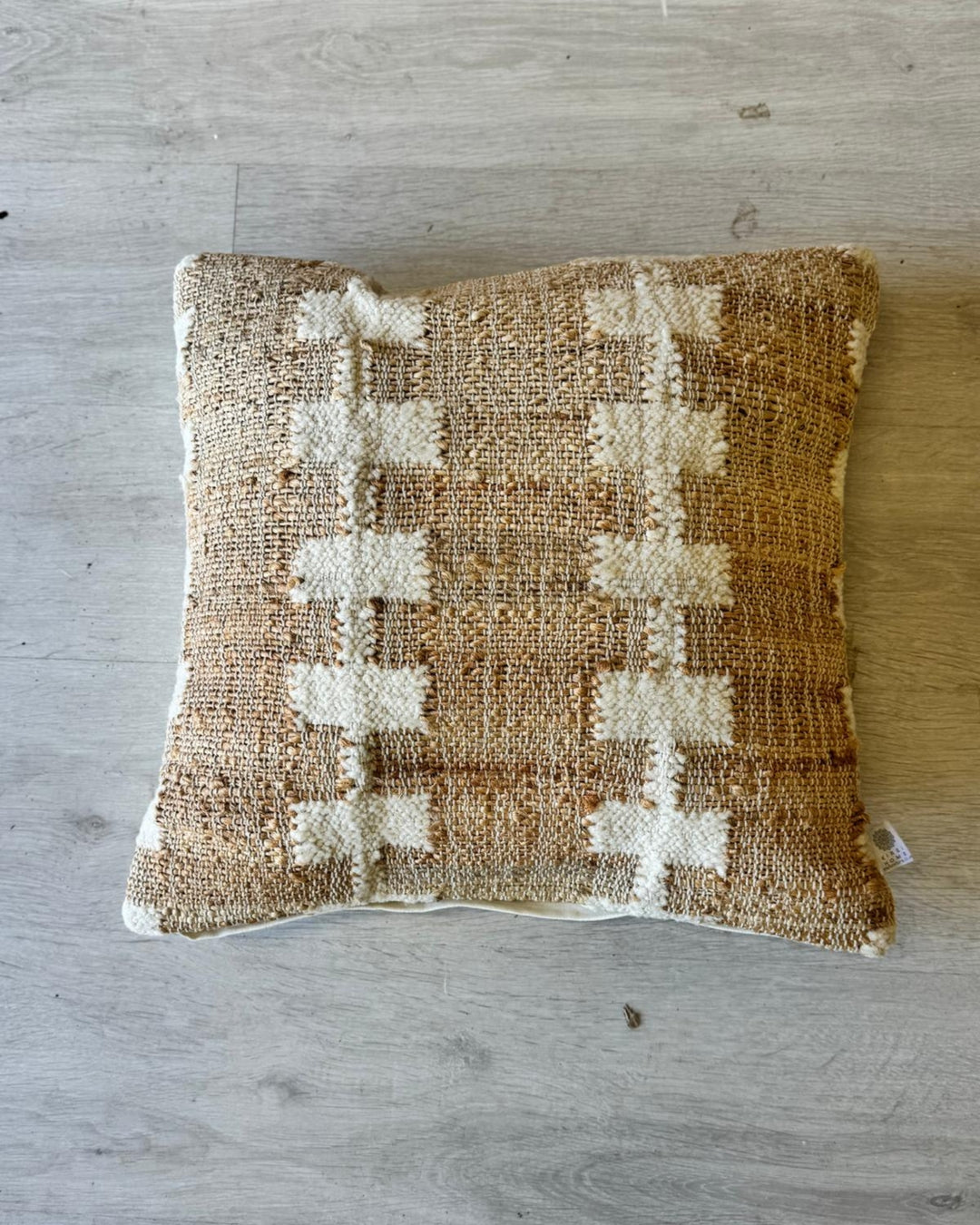 Jute & Boucle Hand-Woven Scatter Cushion Cover – Natural & Cream Stripe, 50 x 50cm