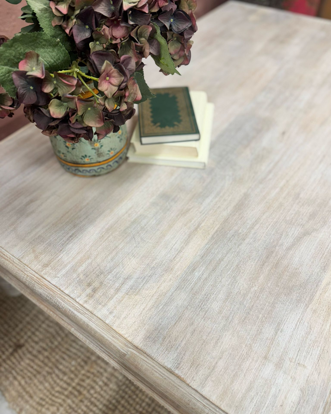 Hand-Carved Mango Wood Coffee Table – Natural Finish