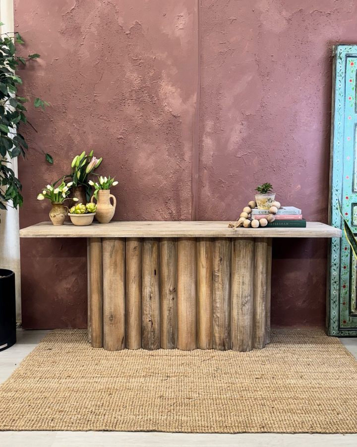 Mango Wood Console Table – Bleached & Limewashed Finish