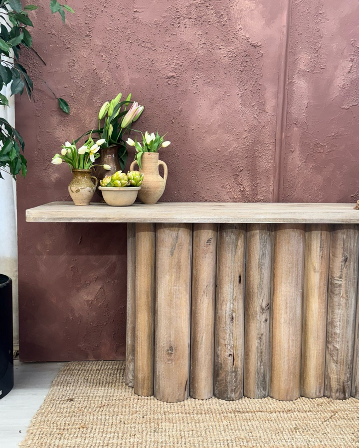 Mango Wood Console Table – Bleached & Limewashed Finish