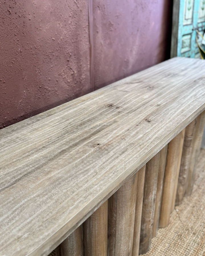Mango Wood Console Table – Bleached & Limewashed Finish