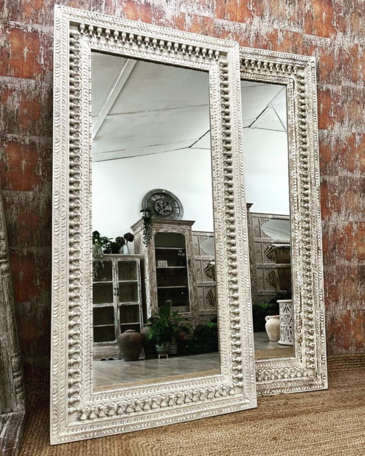 Tall Hand Carved Indian Wall Mirror