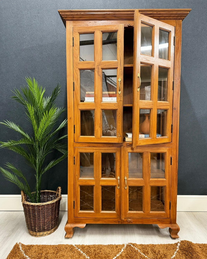 Vintage Glass Panelled Cupboard / Armoire