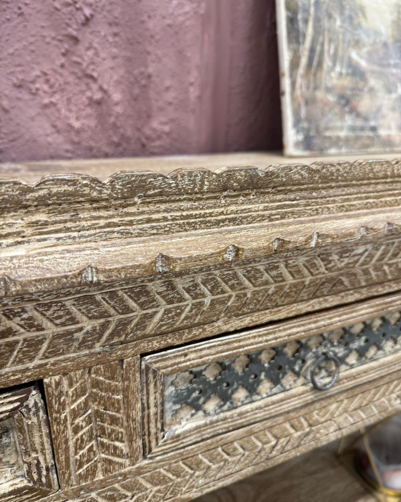 Vintage Style Indian Console Table with Intricate Carvings