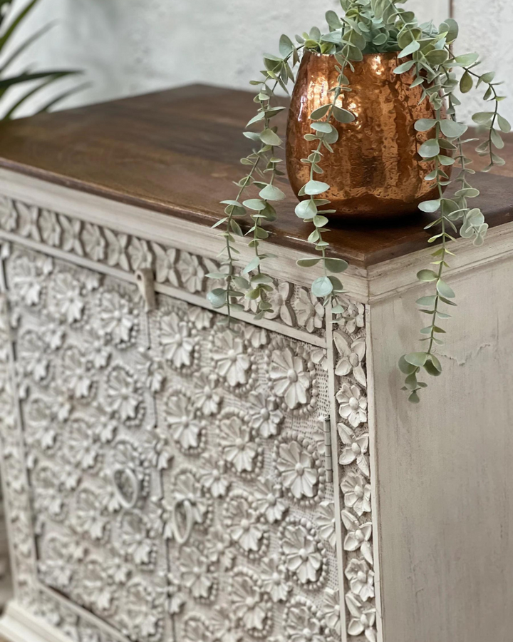 Intricate Petal Carved 2 Door Sideboard - (KHSD97WN)