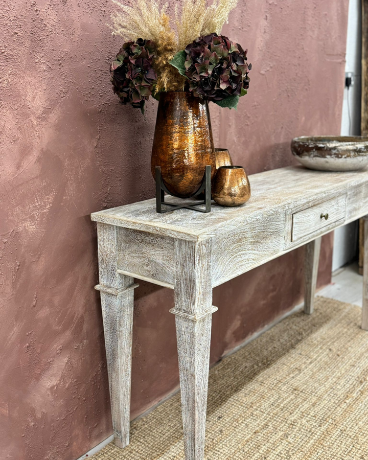 Mango Wood Console Table with Central Drawer