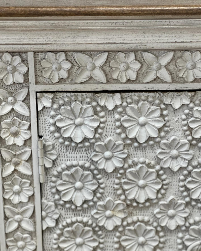 Intricate Petal Carved 2 Door Sideboard - (KHSD97WN)