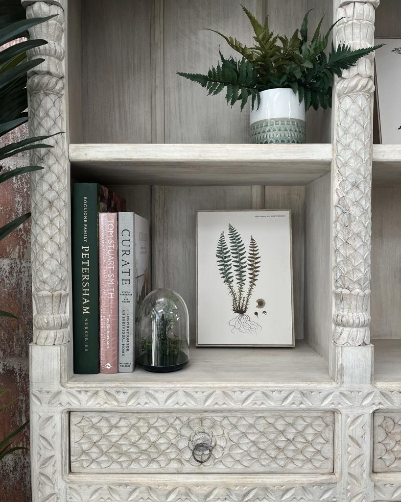 Whitewashed mango wood bookcase