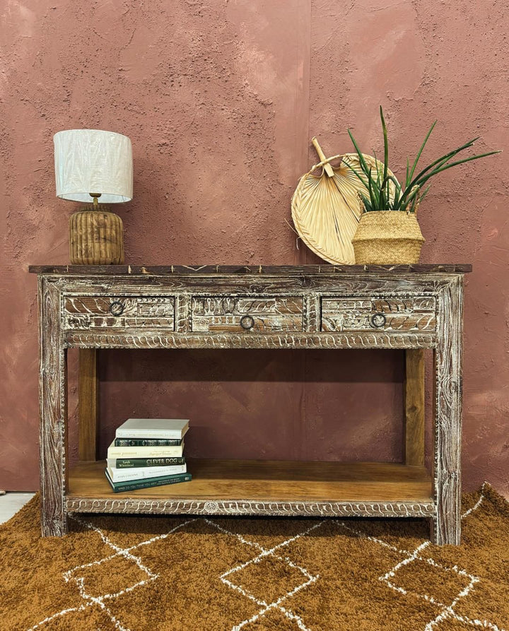 Elegant Vintage-Style 3-Drawer Console Table
