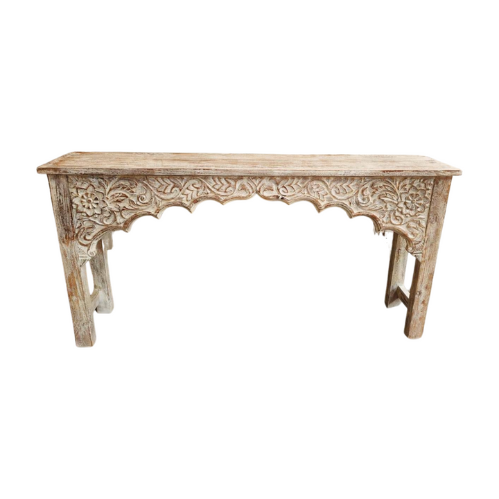 Traditional Mango Wood Hand Carved Console Table
