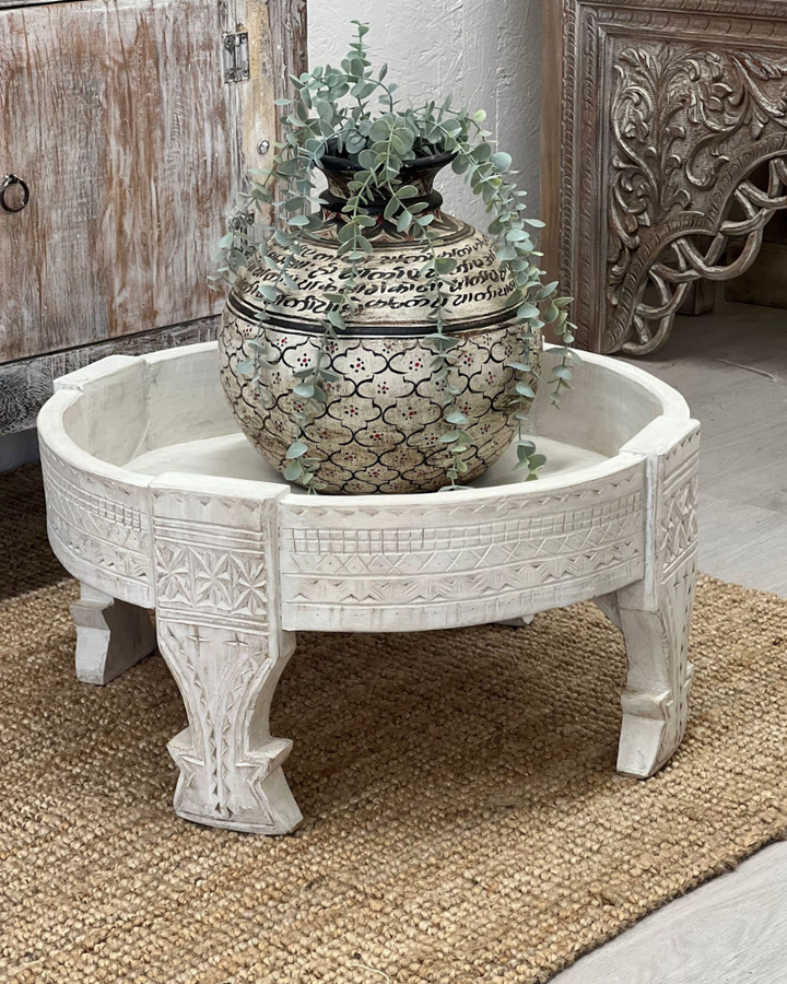 Whitewashed Low Vintage Chaki Table
