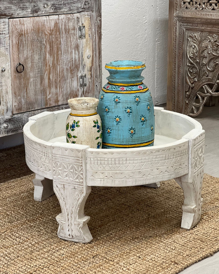 Whitewashed Low Vintage Chaki Table