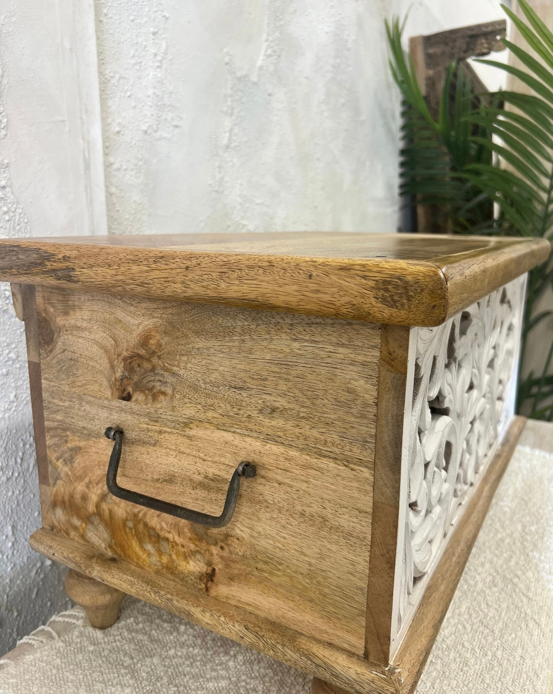 Mini Carved Mango Wood Storage Box