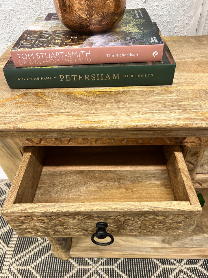 Two Drawer Console Table made from Natural Mango Wood