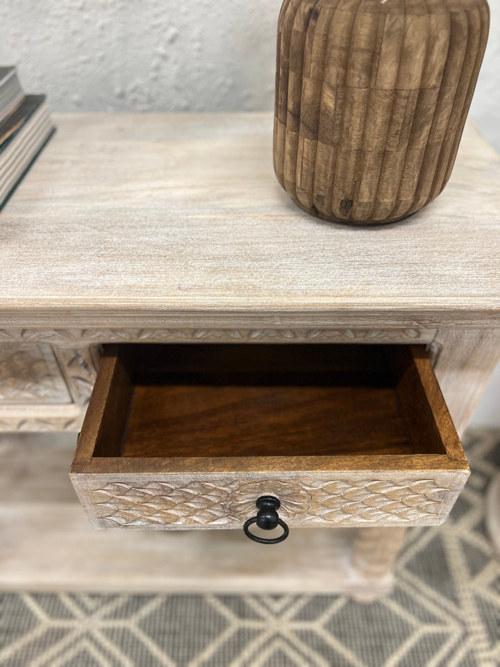 Two Drawer Console Table made from Natural Mango Wood