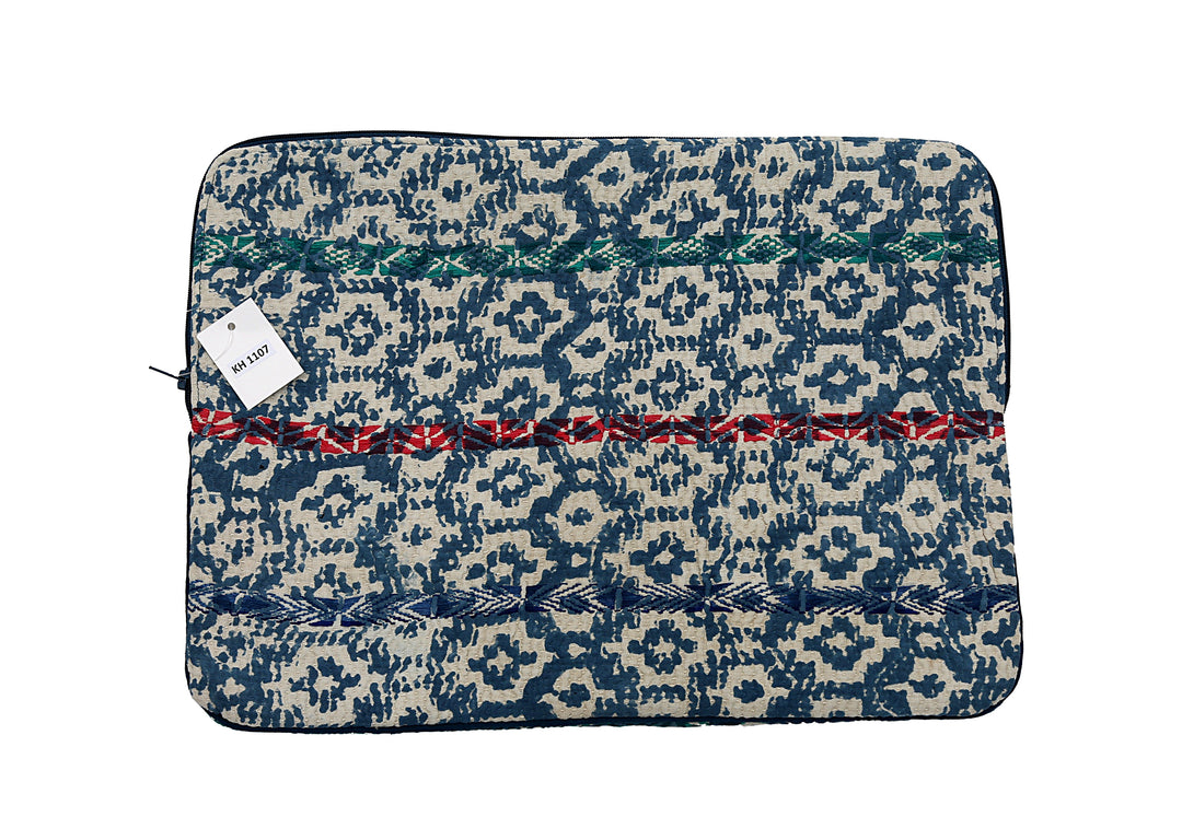 Indigo Kantha Laptop Sleeve – Red & Blue Embroidered