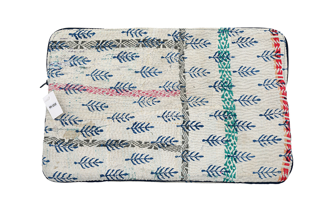Repurposed Sari Laptop Case – Eclectic Patchwork with Colour Stitch