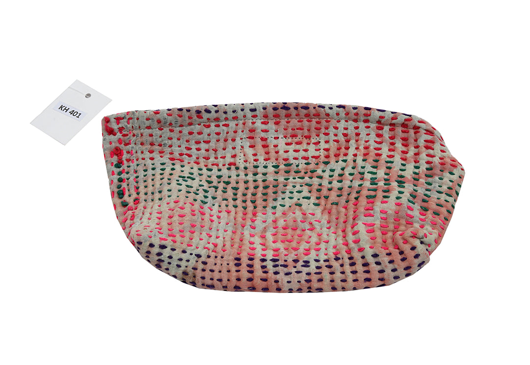 Small Wash Bag – Soft Blush with Hand Embroidered Dots