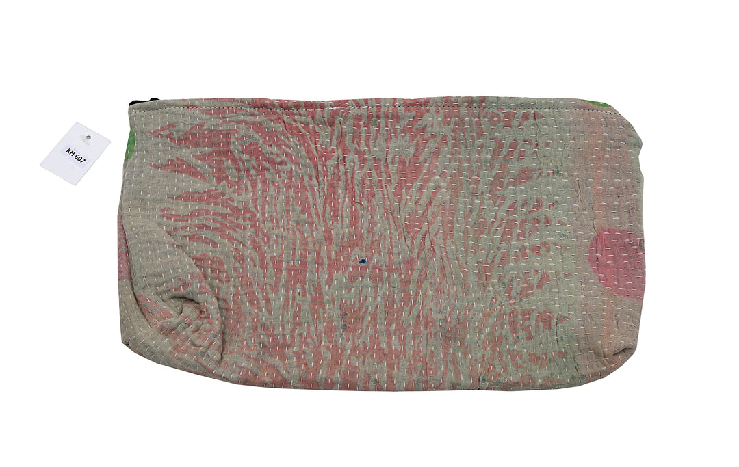 Large Wash Bag – Soft Sage with Subtle Coral Pattern