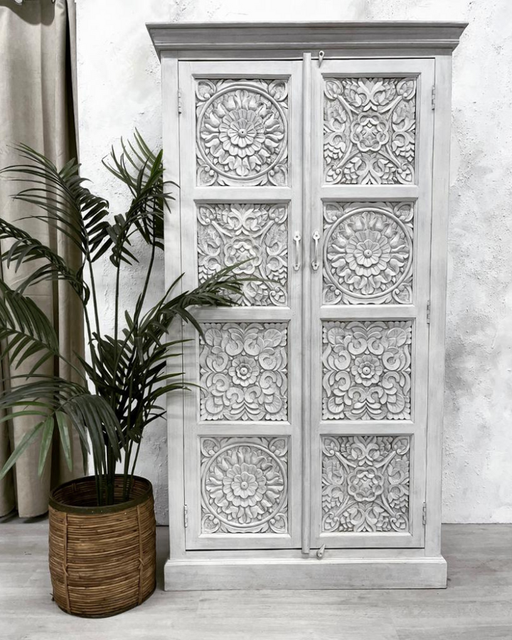 Magnificent Hand-Carved Mango Wood Wardrobe