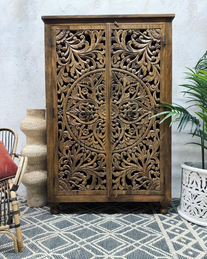Beautiful Hand Carved Mango Wood Wardrobe