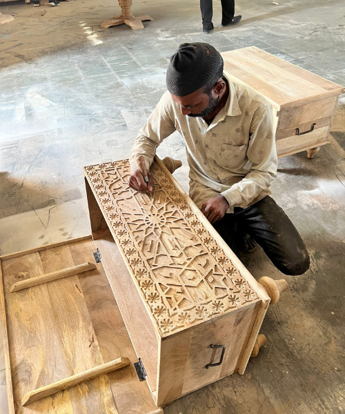 hand carved storage box