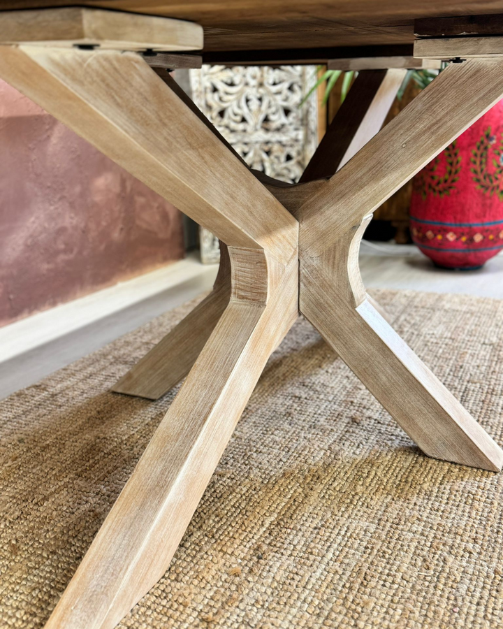 Sustainable Mango Wood Dining Table with Starburst Base – Seats 8