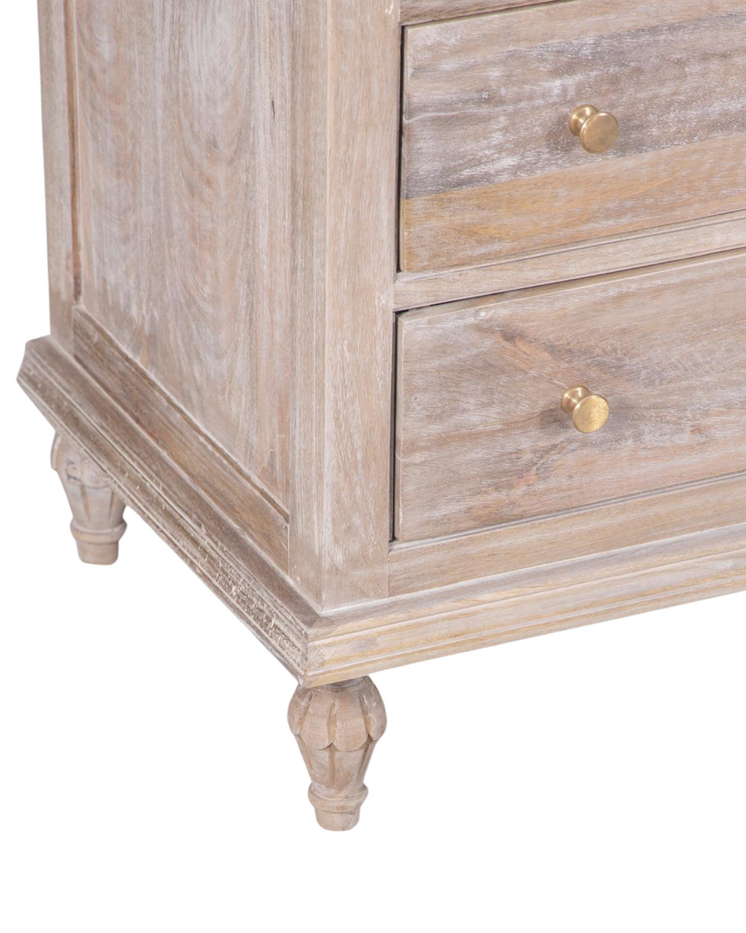 Mango Wood 6-Drawer Chest – Light Whitewashed Finish