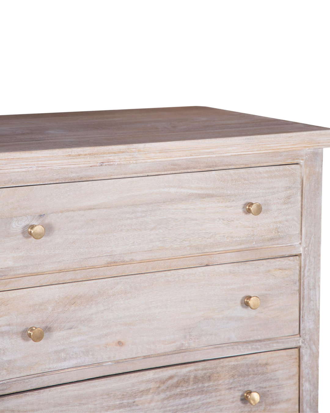 Mango Wood 5-Drawer Chest / Tallboy – Natural with Whitewashed Finish