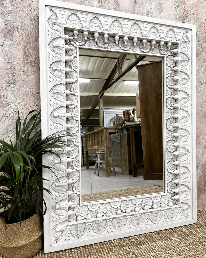 Rectangle hand carved mirror