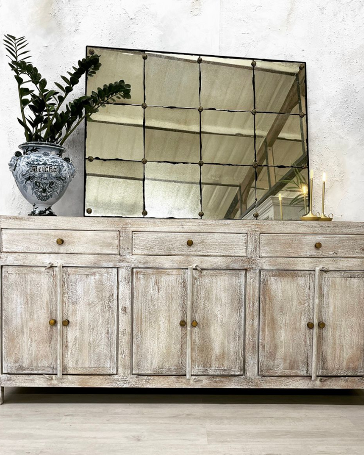 Long Whitewashed Mango Wood Sideboard - (KHSD120CSAN)