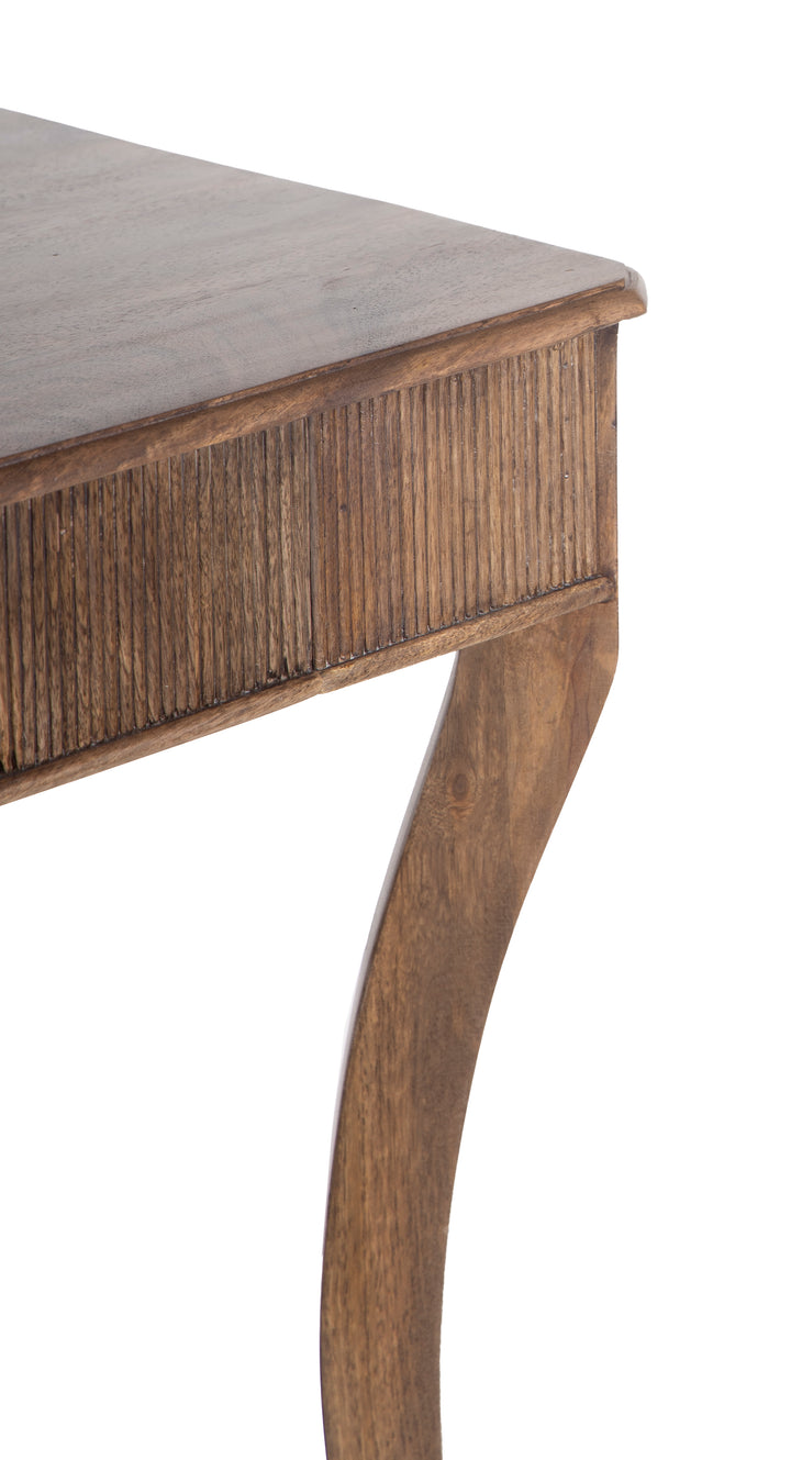 Chestnut Washed Mango Wood Console Table with Drawer and Shelf
