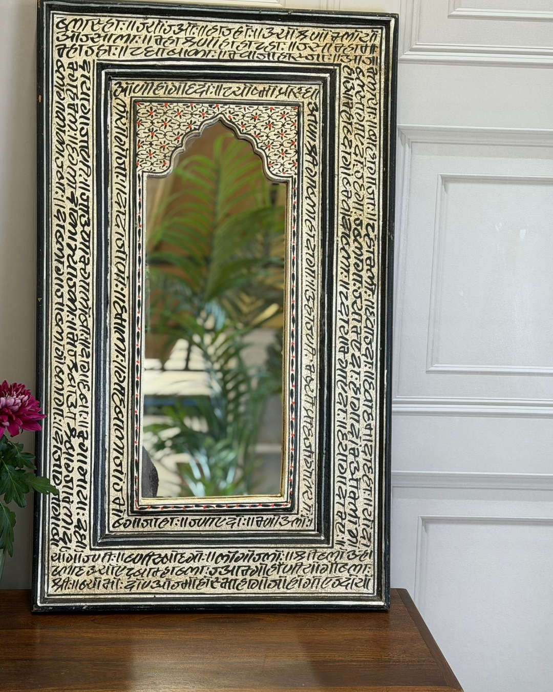 Vintage Mango Wood Script Mirror – 58cm | Kirei Home – Kirei Home Ltd