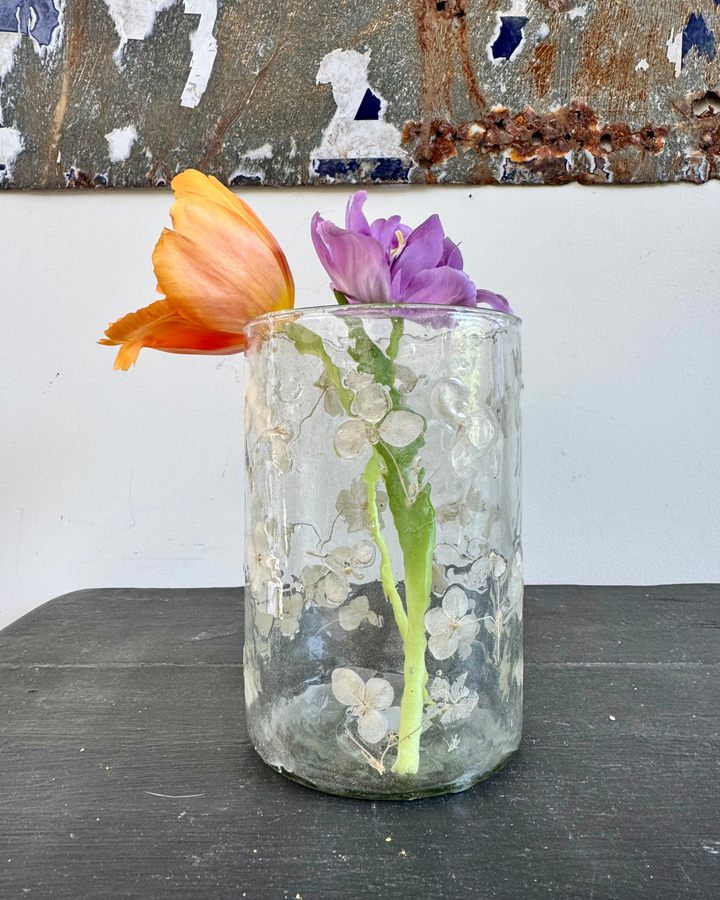 Botanical Recycled Glass Vase / Candle Holder – 15cm