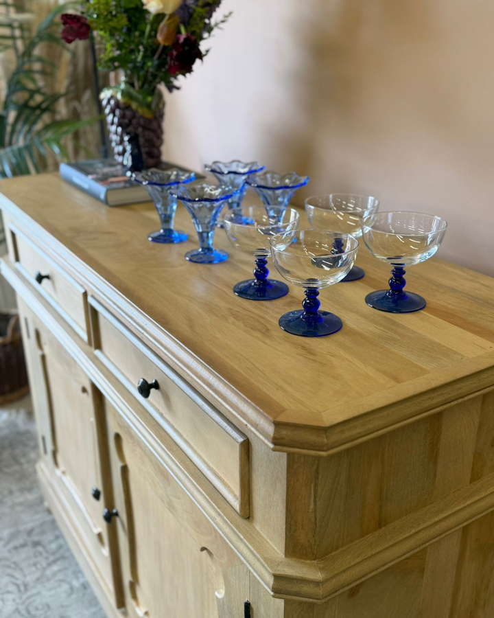 Large Natural Mango Wood Sideboard with Two Doors, Two Drawers and Internal Shelf