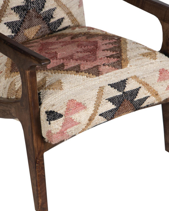 Kilim Upholstered Mango Wood Armchair