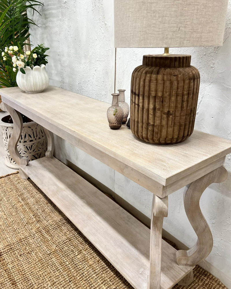 Hand Carved Mango Wood Console Table Kirei Home Ltd