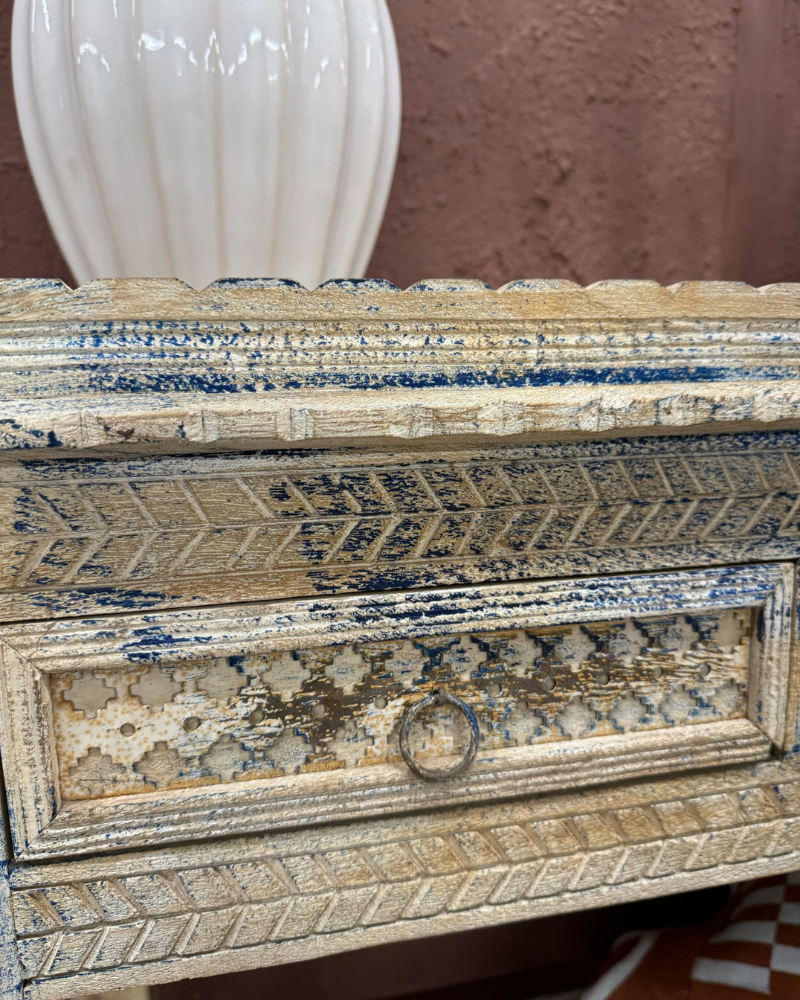 Vintage Style Indian Console Table with Intricate Carvings