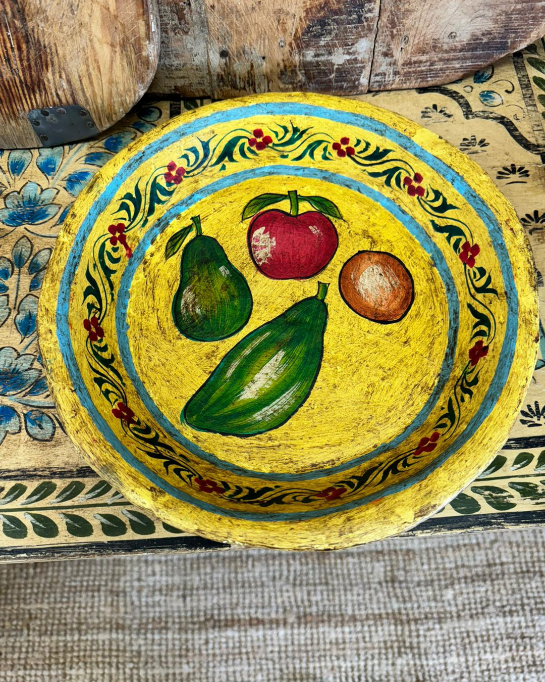 Hand-Painted Paper Mâché Fruit and Vegetable Decorative Bowls (Set of 2) - 30cm