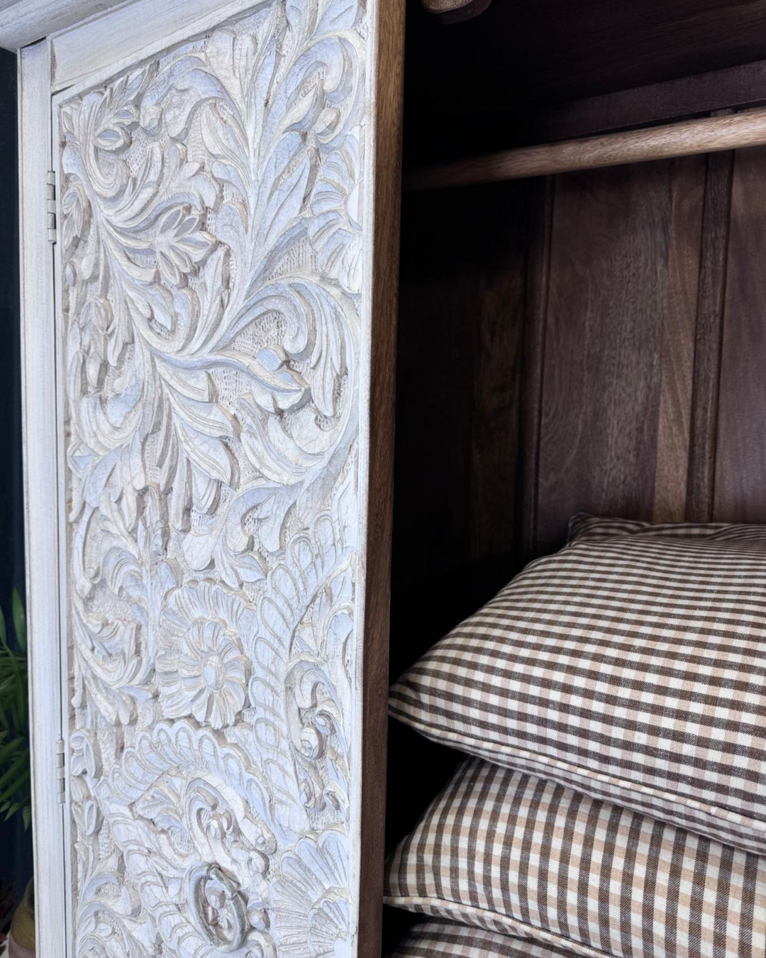 Hand-Carved Mango Wood Wardrobe