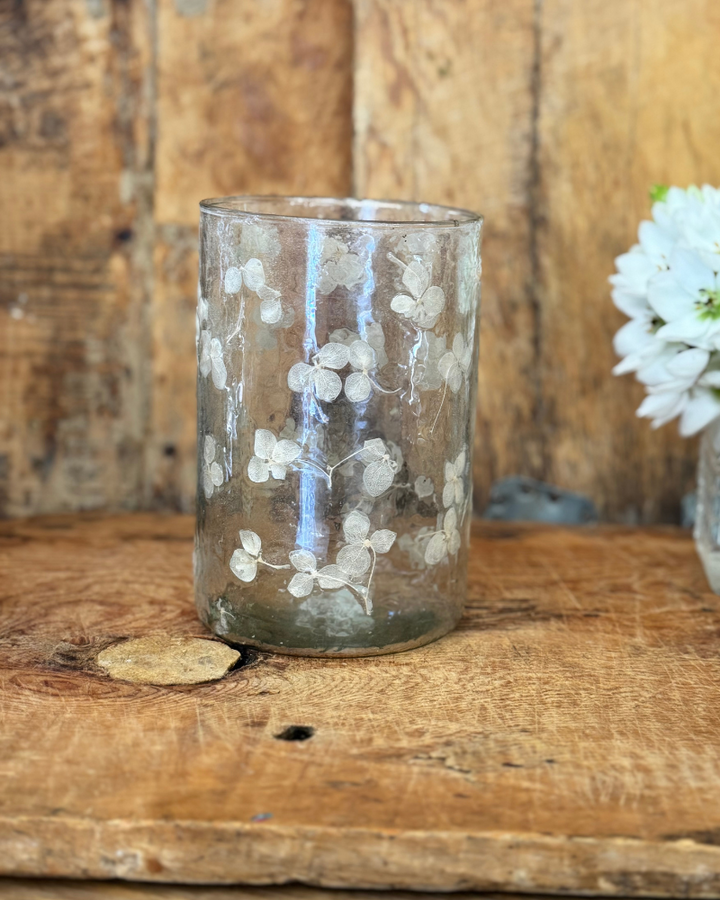 Botanical Recycled Glass Vase / Candle Holder – 15cm