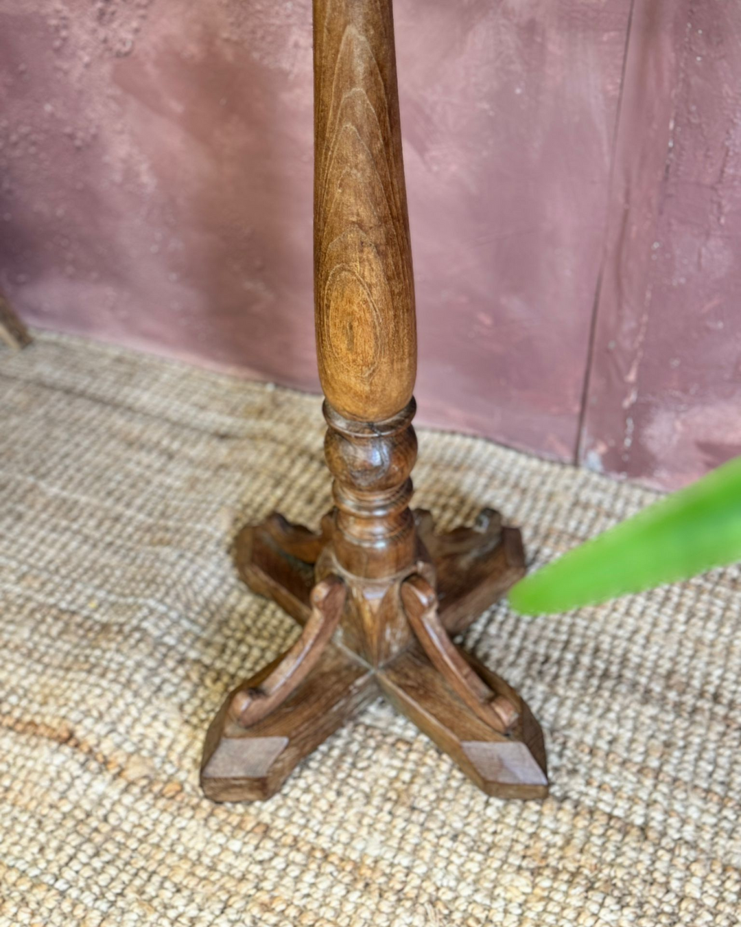 Reclaimed Teak Side Table with Intricate Iron Border