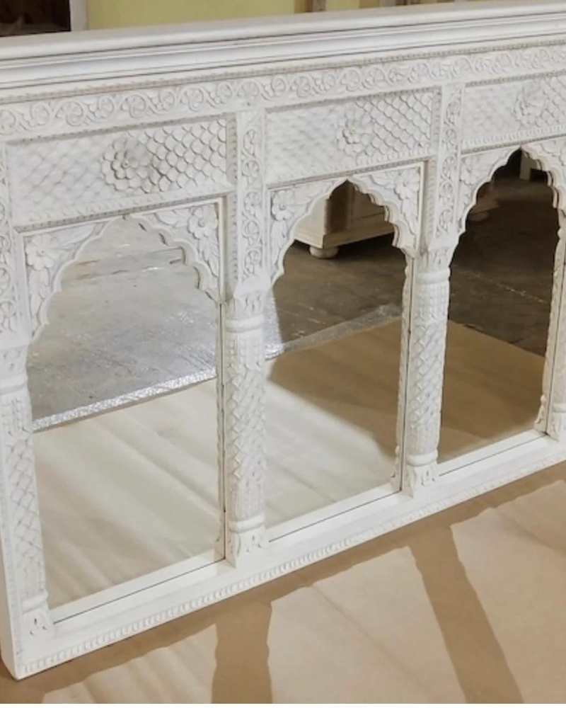 Large Indian 3 Arch Mirror with Intricate Detailing
