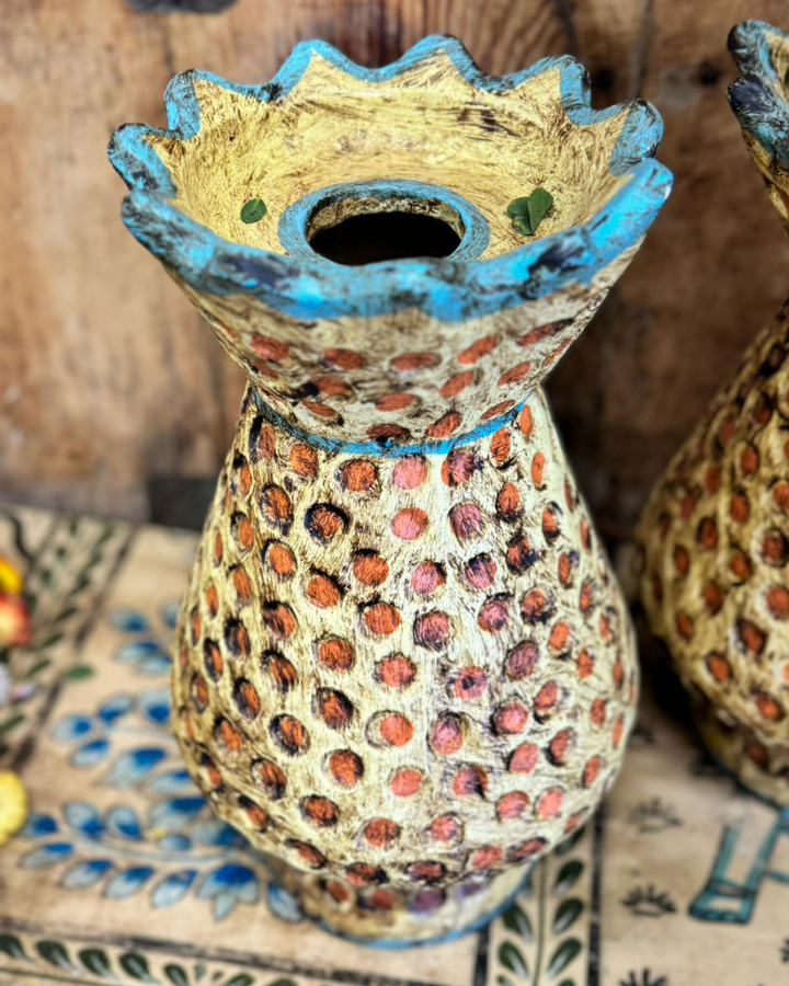 Handcrafted Indian Paper Mâché Vase Set – Set of 2