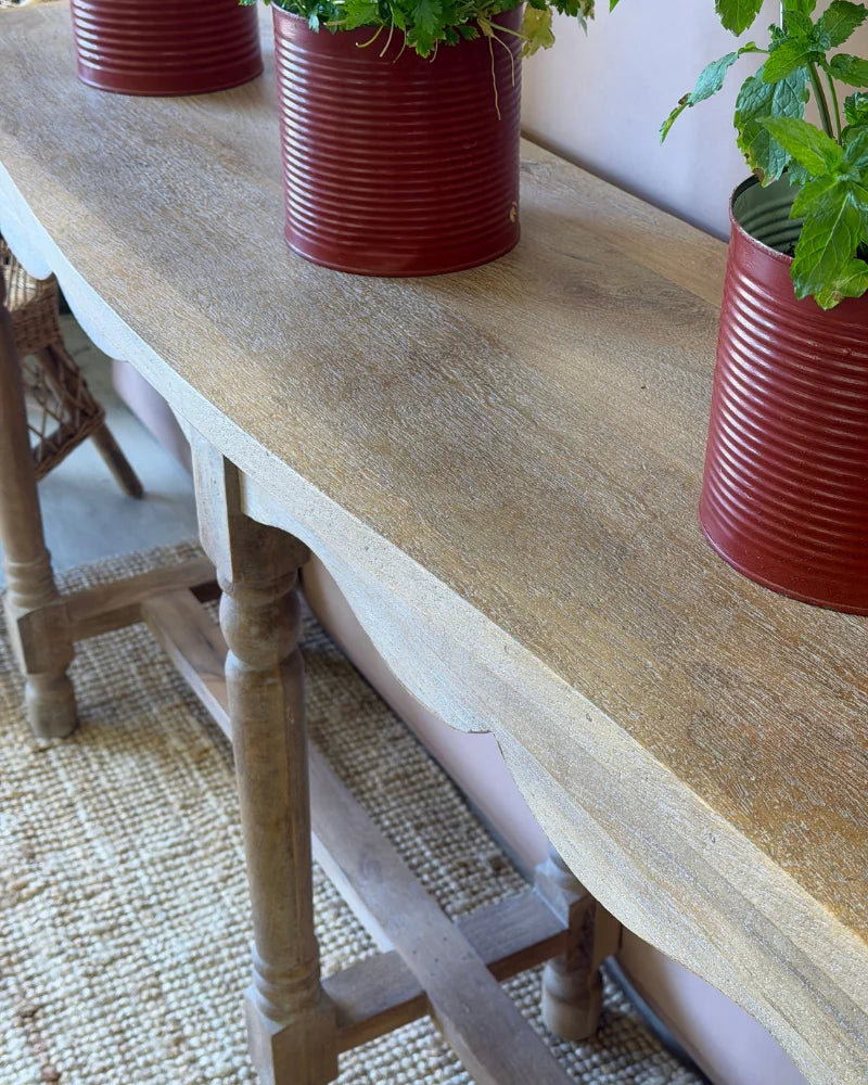Close-up of a console table&