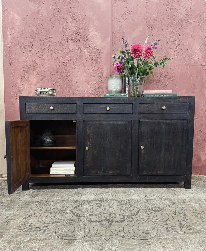 Black Three Door Sideboard - (KHSD72B)